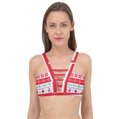 Ugly Christmas Sweater Pattern Cage Up Bikini Top by Sobalvarro