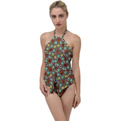 Colorful Modern Geometric Print Pattern Go With The Flow One Piece Swimsuit by dflcprintsclothing