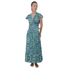 Paradise Flowers In Lovely Colors Flutter Sleeve Maxi Dress by pepitasart