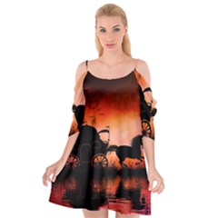 Drive In The Night By Carriage Cutout Spaghetti Strap Chiffon Dress by FantasyWorld7