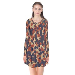 Aged Red, White, And Blue Camo Long Sleeve V-neck Flare Dress by McCallaCoultureArmyShop