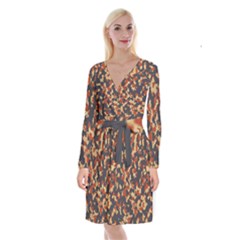 Aged Red, White, And Blue Camo Long Sleeve Velvet Front Wrap Dress by McCallaCoultureArmyShop