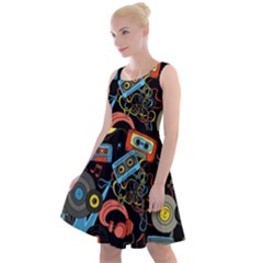 Music Pattern Knee Length Skater Dress by Sapixe
