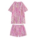 pink leaf pattern Kids  Swim Tee and Shorts Set View2