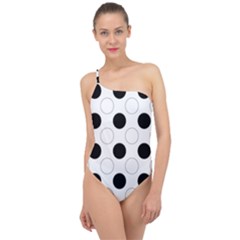 Background Dot Pattern Classic One Shoulder Swimsuit by HermanTelo