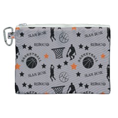 Slam Dunk Basketball Gray Canvas Cosmetic Bag (xl) by mccallacoulturesports