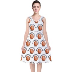 Orange Basketballs V-neck Midi Sleeveless Dress  by mccallacoulturesports