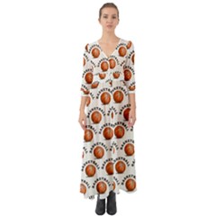 Orange Basketballs Button Up Boho Maxi Dress by mccallacoulturesports