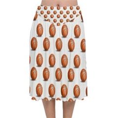 Orange Basketballs Velvet Flared Midi Skirt by mccallacoulturesports