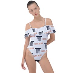 Slam Dunk Baskelball Baskets Frill Detail One Piece Swimsuit by mccallacoulturesports