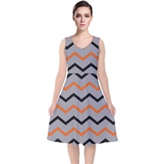 Basketball Thin Chevron V-neck Midi Sleeveless Dress  by mccallacoulturesports
