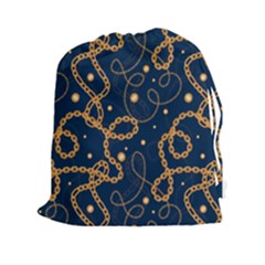 Golden Chain Pattern Drawstring Pouch (2xl) by designsbymallika