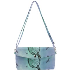 Dreamcatcher With Moon And Feathers Removable Strap Clutch Bag by FantasyWorld7