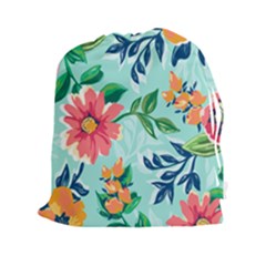 Multi Colour Floral Print Drawstring Pouch (2xl) by designsbymallika