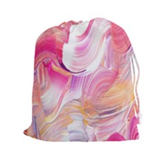 Pink Paint Brush Drawstring Pouch (2xl) by designsbymallika