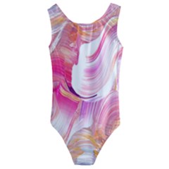 Pink Paint Brush Kids  Cut-out Back One Piece Swimsuit by designsbymallika