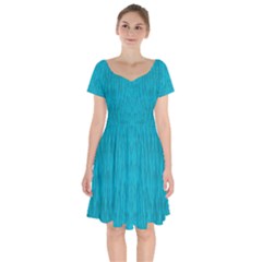 Festive Rainbow, Season To Wear Blue Short Sleeve Bardot Dress by pepitasart