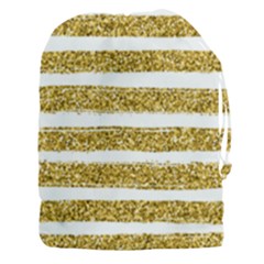 Golden Stripes Drawstring Pouch (3xl) by designsbymallika