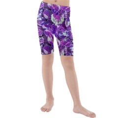 Botanical Violet Print Pattern 2 Kids  Mid Length Swim Shorts by dflcprintsclothing