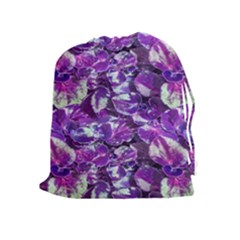 Botanical Violet Print Pattern 2 Drawstring Pouch (xl) by dflcprintsclothing