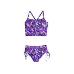 Botanical Violet Print Pattern 2 Girls  Tankini Swimsuit by dflcprintsclothing
