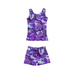 Botanical Violet Print Pattern 2 Kids  Boyleg Swimsuit by dflcprintsclothing