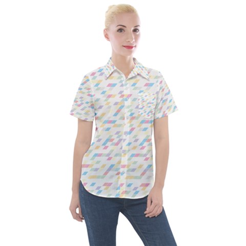 Texture Background Pastel Box Women s Short Sleeve Pocket Shirt by HermanTelo