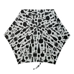 Wine Pattern Black White Mini Folding Umbrellas by Vaneshart