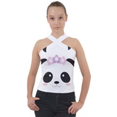 Panda Face Cross Neck Velour Top by PhotoThisxyz