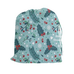 Seamless Pattern With Berries Leaves Drawstring Pouch (2xl) by Vaneshart