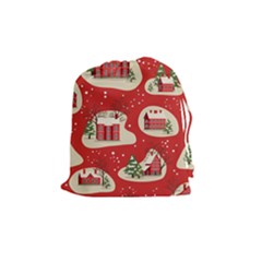 Christmas New Year Seamless Pattern Drawstring Pouch (medium) by Vaneshart