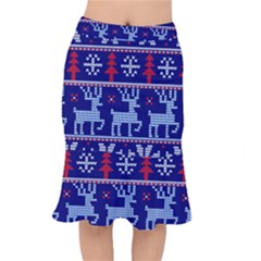 Knitted Christmas Pattern Short Mermaid Skirt by Vaneshart
