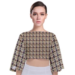 Chrix Pat Beige Tie Back Butterfly Sleeve Chiffon Top by snowwhitegirl