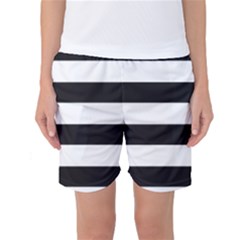Black And White Large Stripes Goth Mime French Style Women s Basketball Shorts by genx
