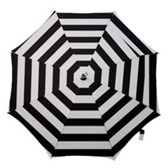 Black And White Large Stripes Goth Mime French Style Hook Handle Umbrellas (medium) by genx
