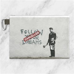 Banksy Graffiti Original Quote Follow Your Dreams Cancelled Cynical With Painter Canvas Cosmetic Bag (xl) by snek