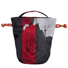 Roses Rouge Fleurs Drawstring Bucket Bag by kcreatif