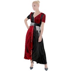 Roses Rouge Fleurs Button Up Short Sleeve Maxi Dress by kcreatif