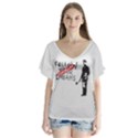Banksy graffiti Original Quote Follow your dreams CANCELLED cynical with painter V-Neck Flutter Sleeve Top View1