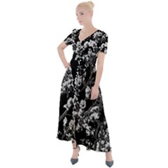 Fleurs De Cerisier Noir & Blanc Button Up Short Sleeve Maxi Dress by kcreatif