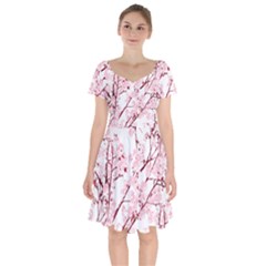 Fleurs De Cerisier Short Sleeve Bardot Dress by kcreatif