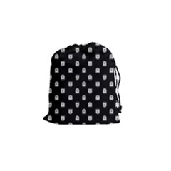 Sketchy Cartoon Ghost Drawing Motif Pattern Drawstring Pouch (small) by dflcprintsclothing