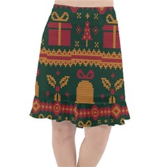 Knitted Christmas Pattern Fishtail Chiffon Skirt by Vaneshart