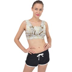 White And Gold Snakeskin V-back Sports Bra by mccallacoulture