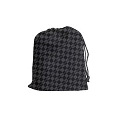 Damiers Abstrait Gris/noir Drawstring Pouch (medium) by kcreatif
