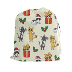 Christmas Funny Pattern Cat Drawstring Pouch (2xl) by Vaneshart