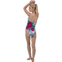 Seamless Winter Pattern With Poinsettia Red Berries Christmas Tree Branches Golden Balls Go with the Flow One Piece Swimsuit View2