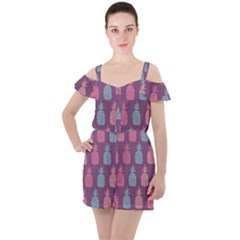 Pineapple Wallpaper Pattern 1462307008mhe Ruffle Cut Out Chiffon Playsuit by Sobalvarro