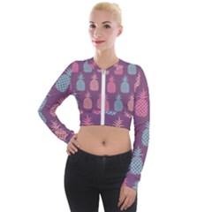 Pineapple Wallpaper Pattern 1462307008mhe Long Sleeve Cropped Velvet Jacket by Sobalvarro