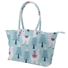 Christmas Tree Cute Lama With Gift Boxes Seamless Pattern Canvas Shoulder Bag by Vaneshart